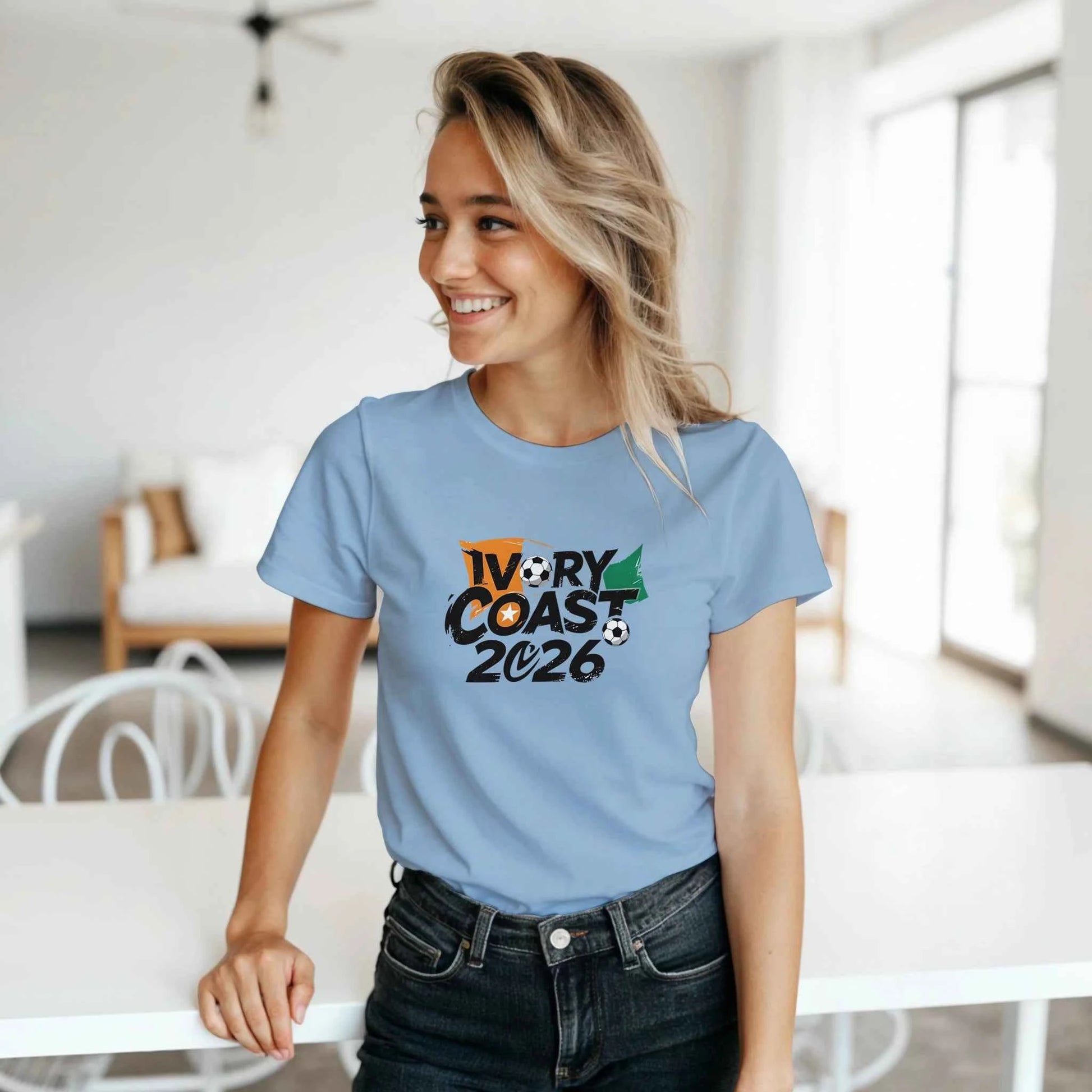T-shirt Côte d'Ivoire 2026 - Design Coupe du Monde Football | Maillot Supporters Sélection Nationale Femme