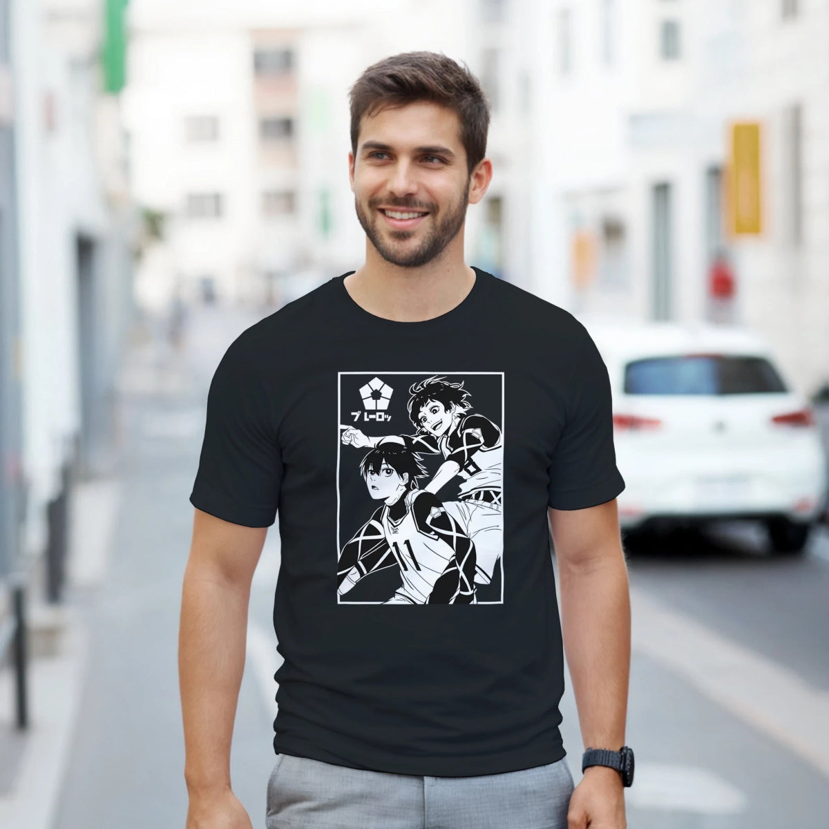 T-shirt Blue Lock Bachira&Isagi Graphisme - Unisexe Épais Ras du Cou T-shirt- KAWAII FAVIE