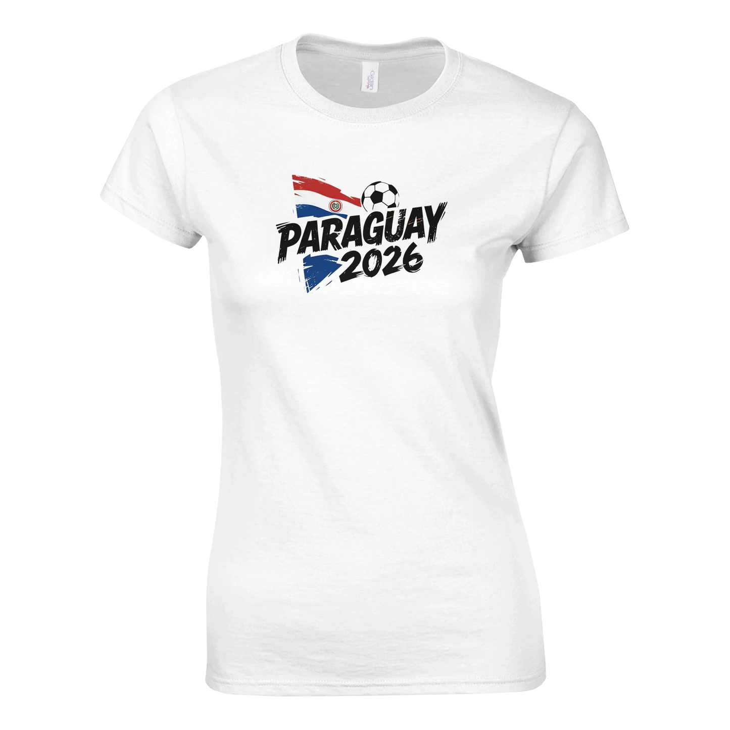 T-shirt Paraguay 2026 - Design Grunge Coupe du Monde Football | Maillot Supporters Sélection Nationale Femme