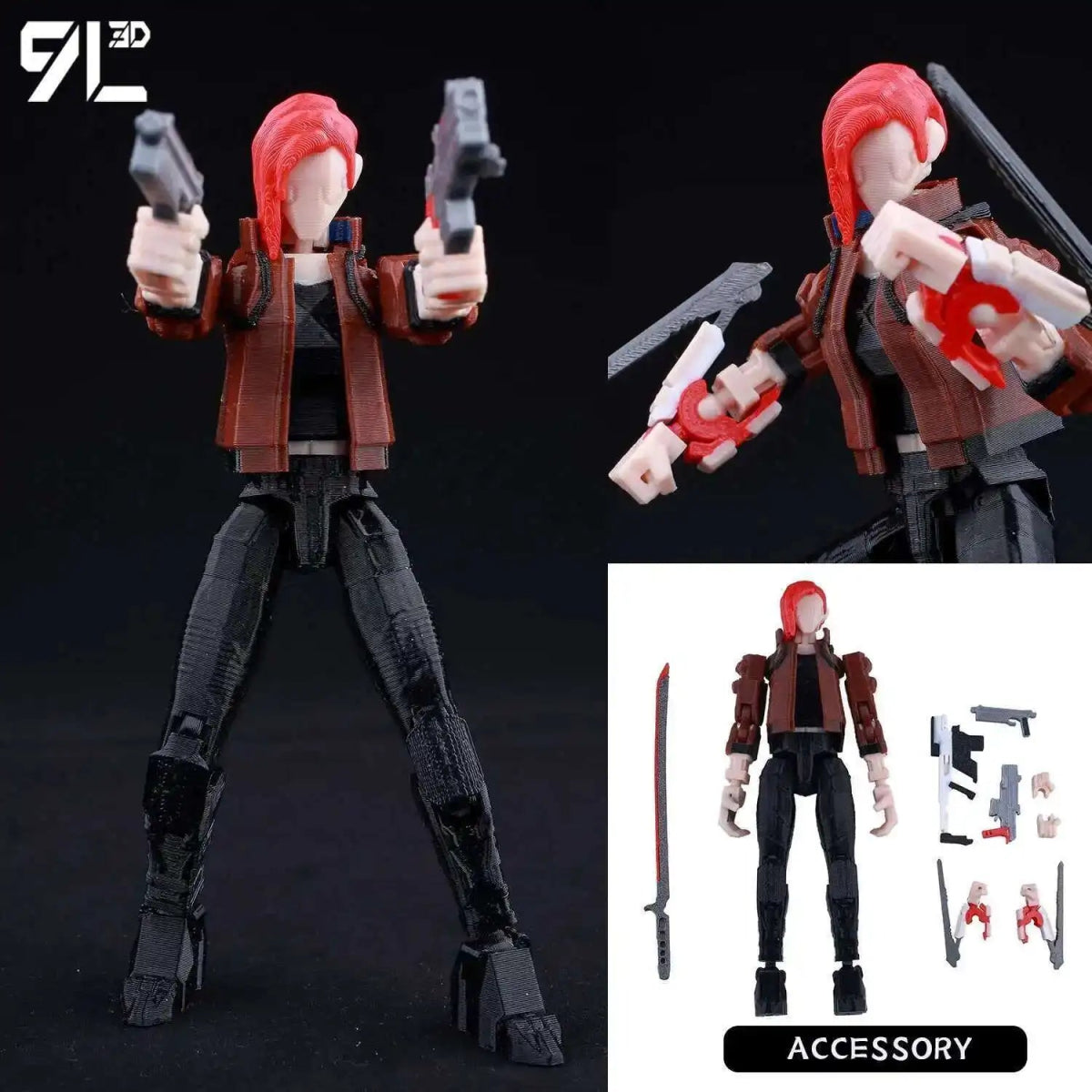 Figurine Action 9L3D Articulée 13cm | Modèle Collection Personnage de Jeu - Pièces Interchangeables | Impression 3D Jouet 3D - KAWAII FAVIE