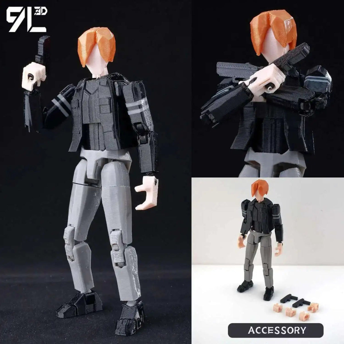 Figurine Action 9L3D Articulée 13cm | Modèle Collection Personnage de Jeu - Pièces Interchangeables | Impression 3D Jouet 3D - KAWAII FAVIE