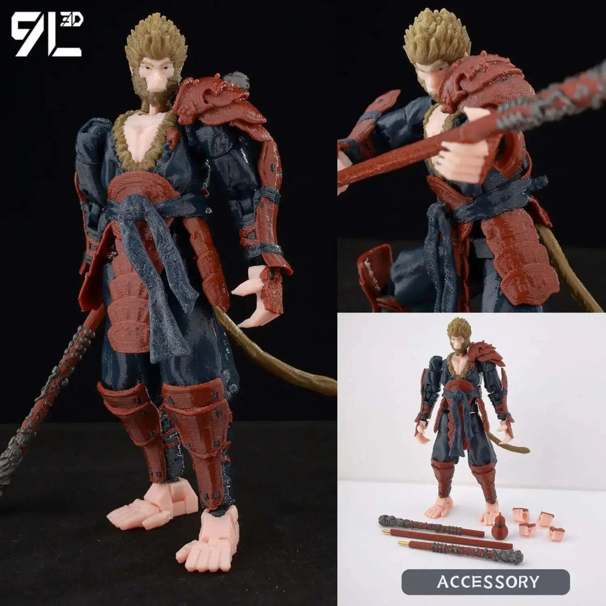 Figurine Action 9L3D Articulée 13cm | Modèle Collection Personnage de Jeu - Pièces Interchangeables | Impression 3D Jouet 3D - KAWAII FAVIE