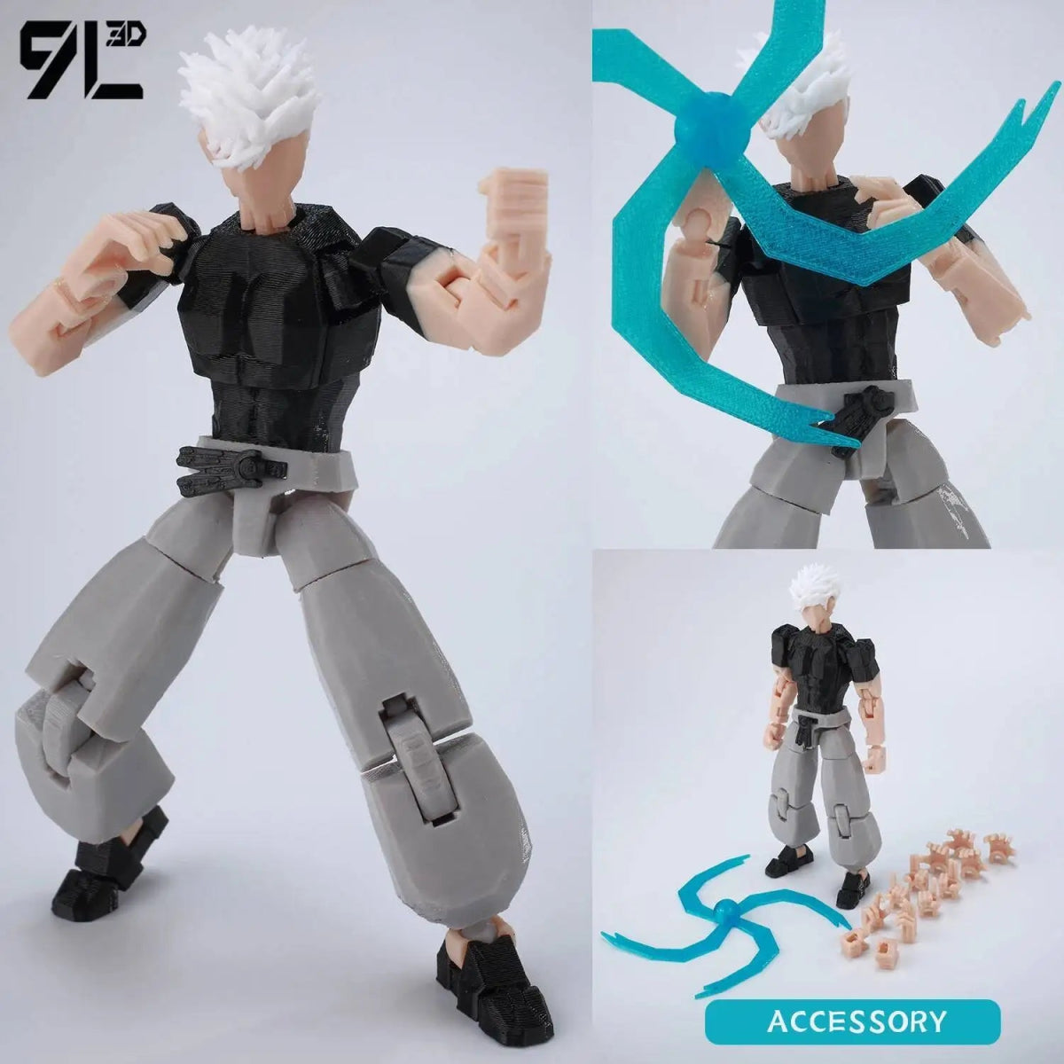 Figurine Articulée 3D Jujutsu Kaisen 13+ cm | Fushiguro Toji, Gojo Satoru, Yuji - Pièces Interchangeables | Impression 3D Jouet 3D - KAWAII FAVIE
