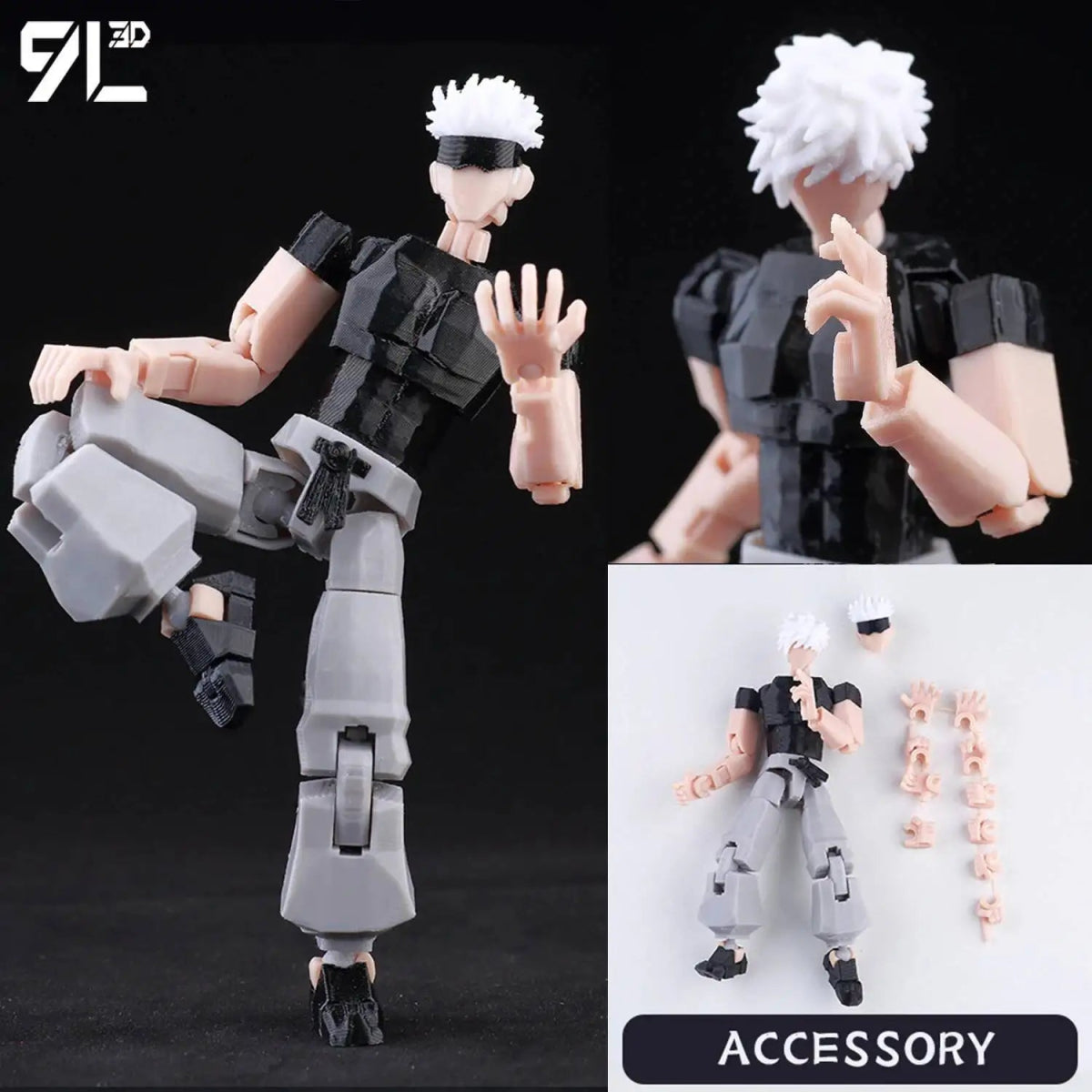 Figurine Articulée 3D Jujutsu Kaisen 13+ cm | Fushiguro Toji, Gojo Satoru, Yuji - Pièces Interchangeables | Impression 3D Jouet 3D - KAWAII FAVIE