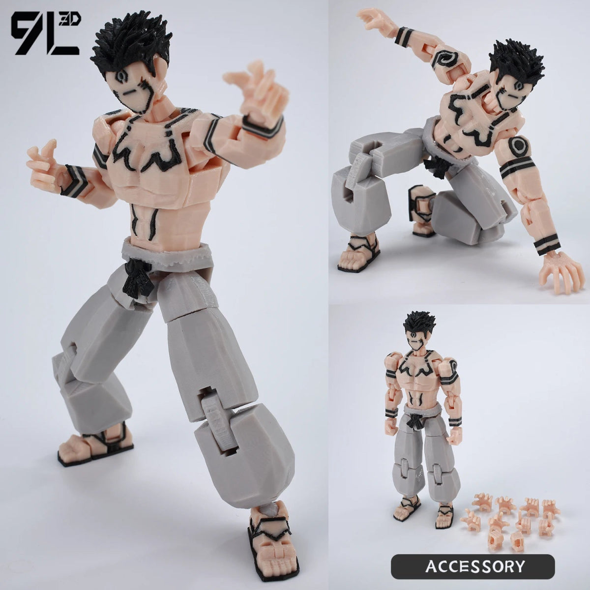 Figurine Articulée 3D Jujutsu Kaisen 13+ cm | Fushiguro Toji, Gojo Satoru, Yuji - Pièces Interchangeables | Impression 3D Jouet 3D - KAWAII FAVIE