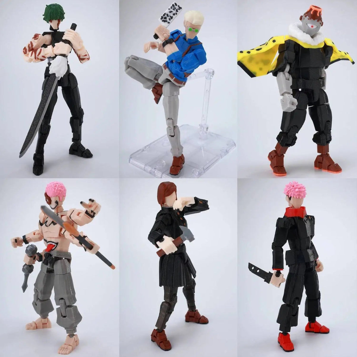 Figurine Articulée 3D Jujutsu Kaisen 13+ cm | Fushiguro Toji, Gojo Satoru, Yuji - Pièces Interchangeables | Impression 3D Jouet 3D - KAWAII FAVIE