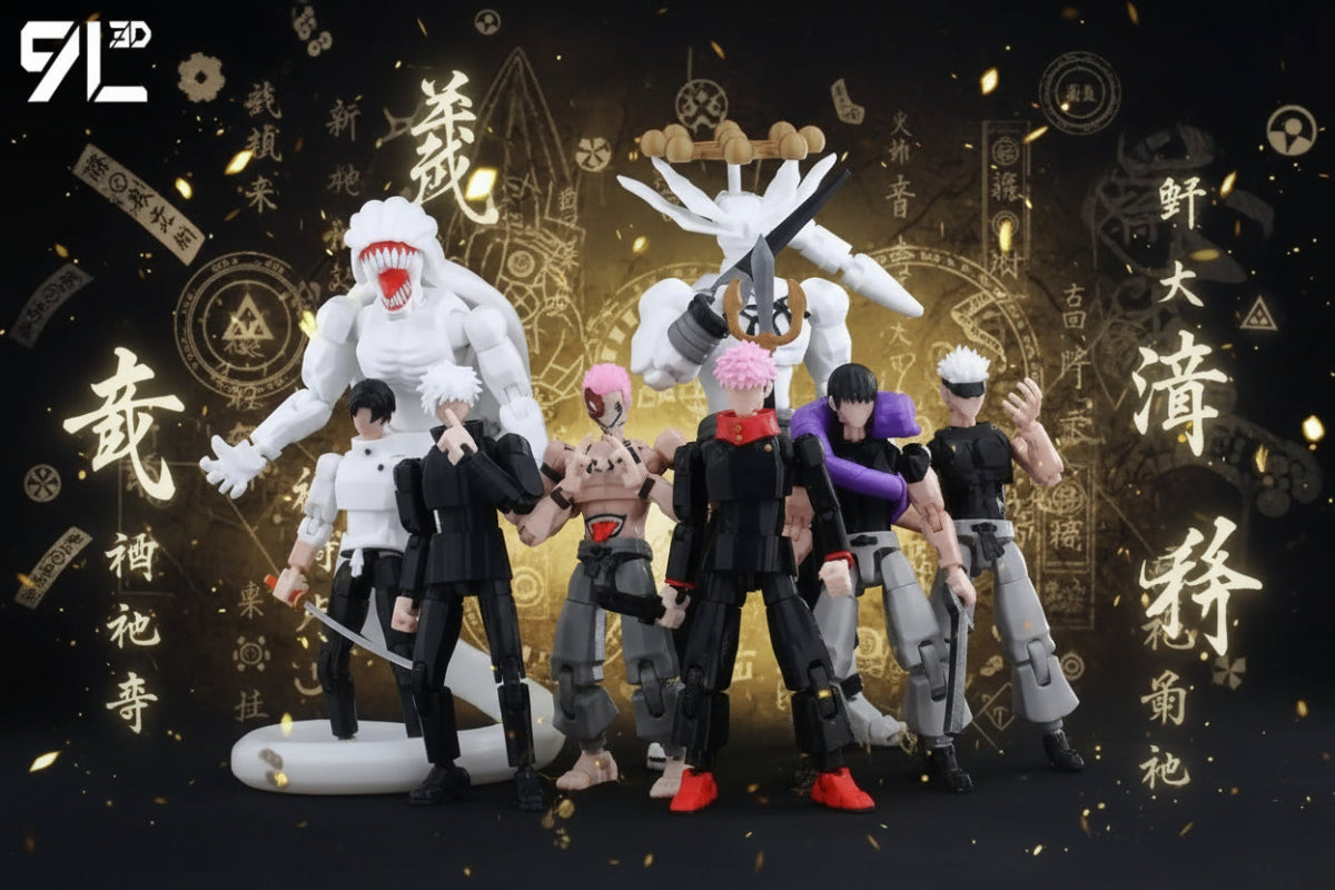 Figurine Articulée 3D Jujutsu Kaisen 13+ cm | Fushiguro Toji, Gojo Satoru, Yuji - Pièces Interchangeables | Impression 3D Jouet 3D - KAWAII FAVIE