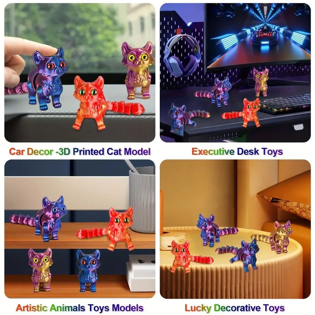 Figurine Chat Articulé en PVC | 1/2/3/6 Pièces Miniatures Colorées - Cadeau Créatif 3DFigurine Chat Articulé en PVC | 1/2/3/6 Pièces Miniatures Colorées - Cadeau Créatif 3D Jouet 3D - KAWAII FAVIE