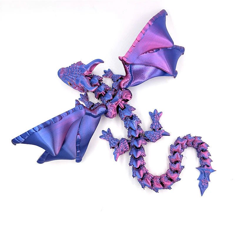 Figurine de Dragon Art Déco avec Chariot Ailé - Sculpture Résine Impression 3D à Yeux Aléatoires - Décor de Table Thème Animal Unique Jouet 3D - KAWAII FAVIE