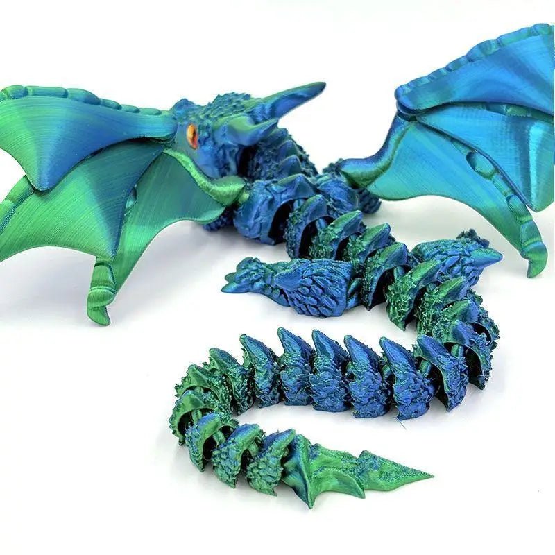Figurine de Dragon Art Déco avec Chariot Ailé - Sculpture Résine Impression 3D à Yeux Aléatoires - Décor de Table Thème Animal Unique Jouet 3D - KAWAII FAVIE