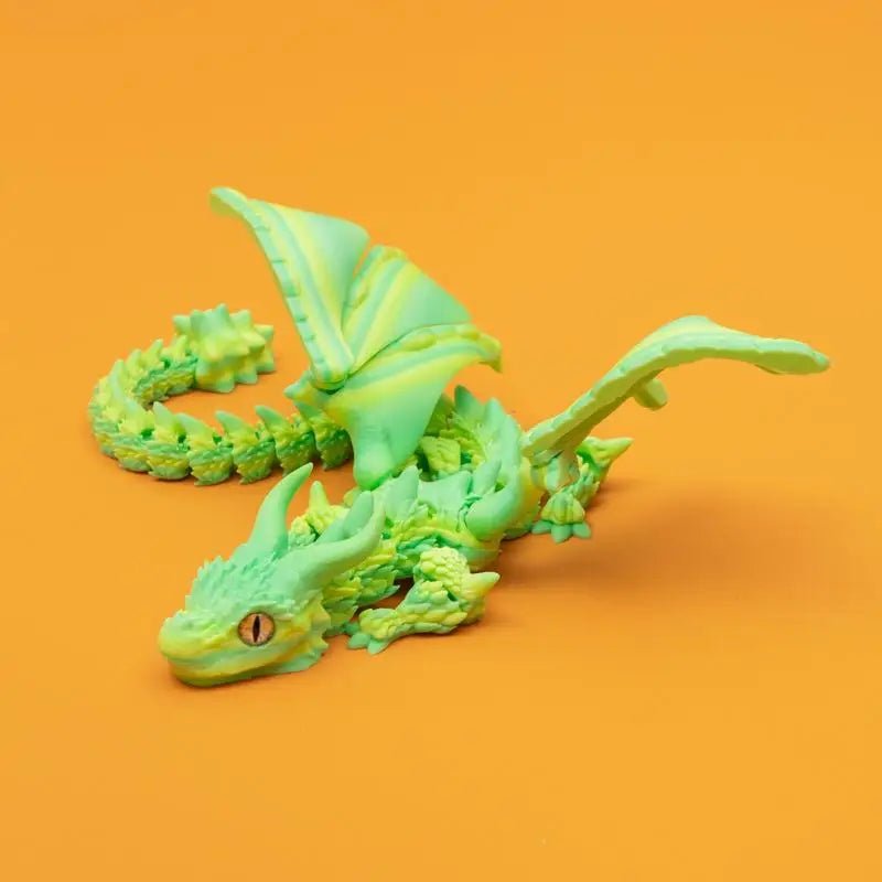 Figurine de Dragon Art Déco avec Chariot Ailé - Sculpture Résine Impression 3D à Yeux Aléatoires - Décor de Table Thème Animal Unique Jouet 3D - KAWAII FAVIE