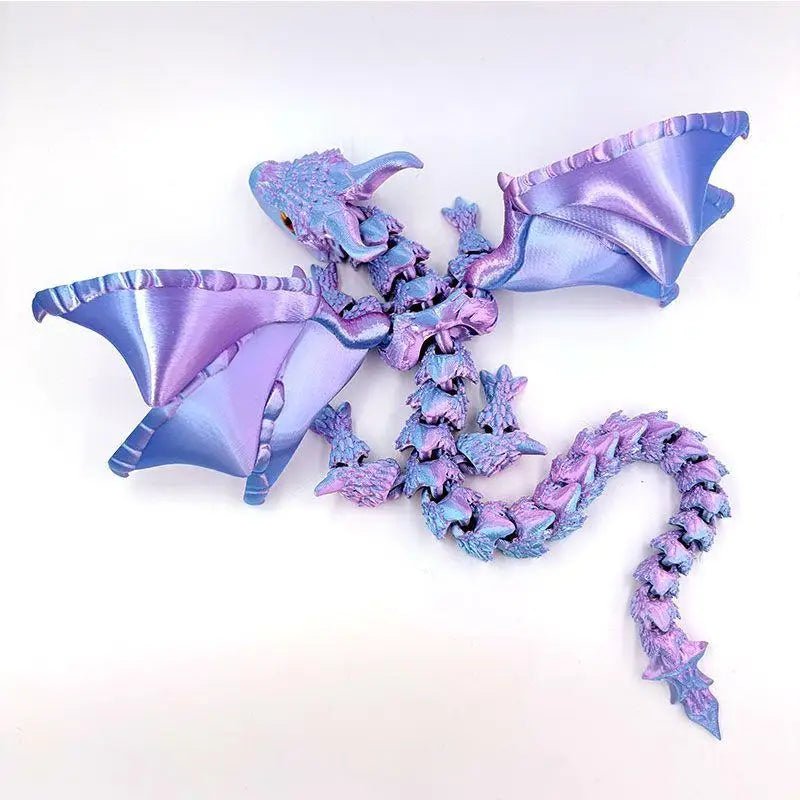 Figurine de Dragon Art Déco avec Chariot Ailé - Sculpture Résine Impression 3D à Yeux Aléatoires - Décor de Table Thème Animal Unique Jouet 3D - KAWAII FAVIE