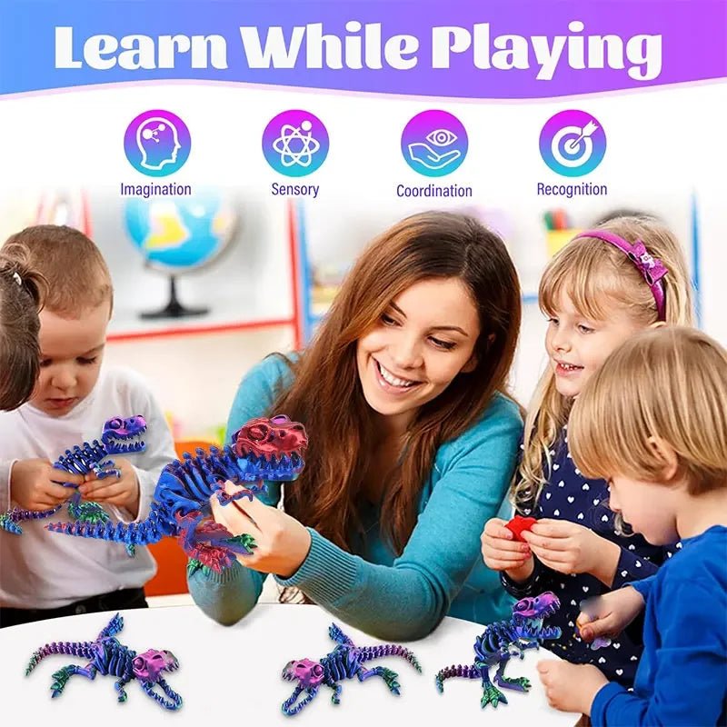 Figurine Dragon Articulée Imprimée en 3D | Modèle Décoratif avec Joints Mobiles | PLA Écologique Jouet 3D - KAWAII FAVIE