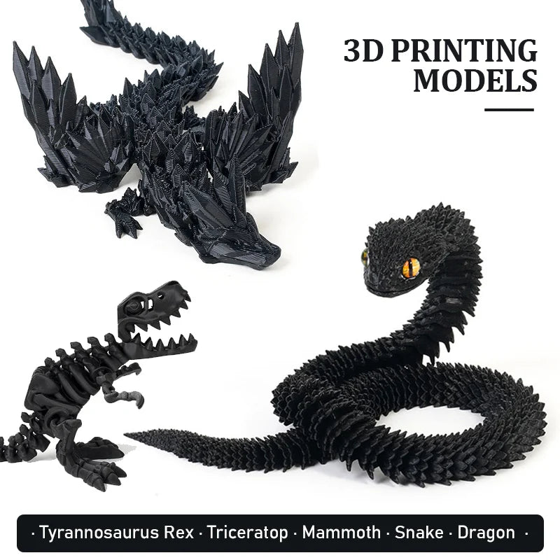 Figurine Dragon Articulée Imprimée en 3D | Modèle Décoratif avec Joints Mobiles | PLA Écologique Jouet 3D - KAWAII FAVIE