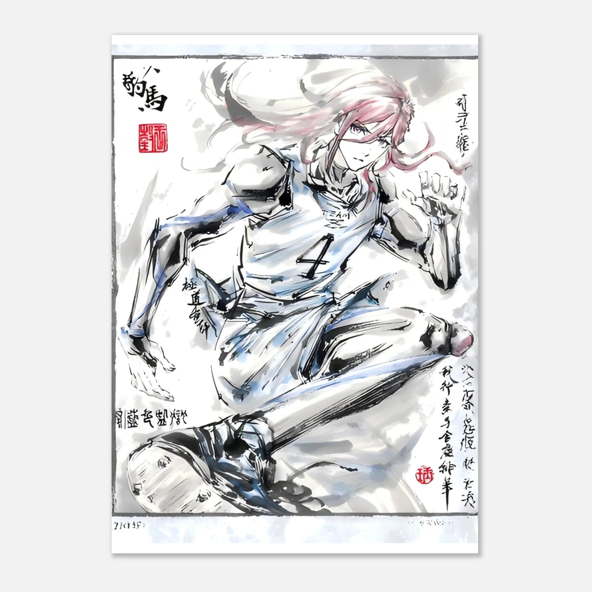 Hyoma Chigiri Sumi-e Poster - Blue Lock Art - Papier Mat POSTER CADRE- KAWAII FAVIE