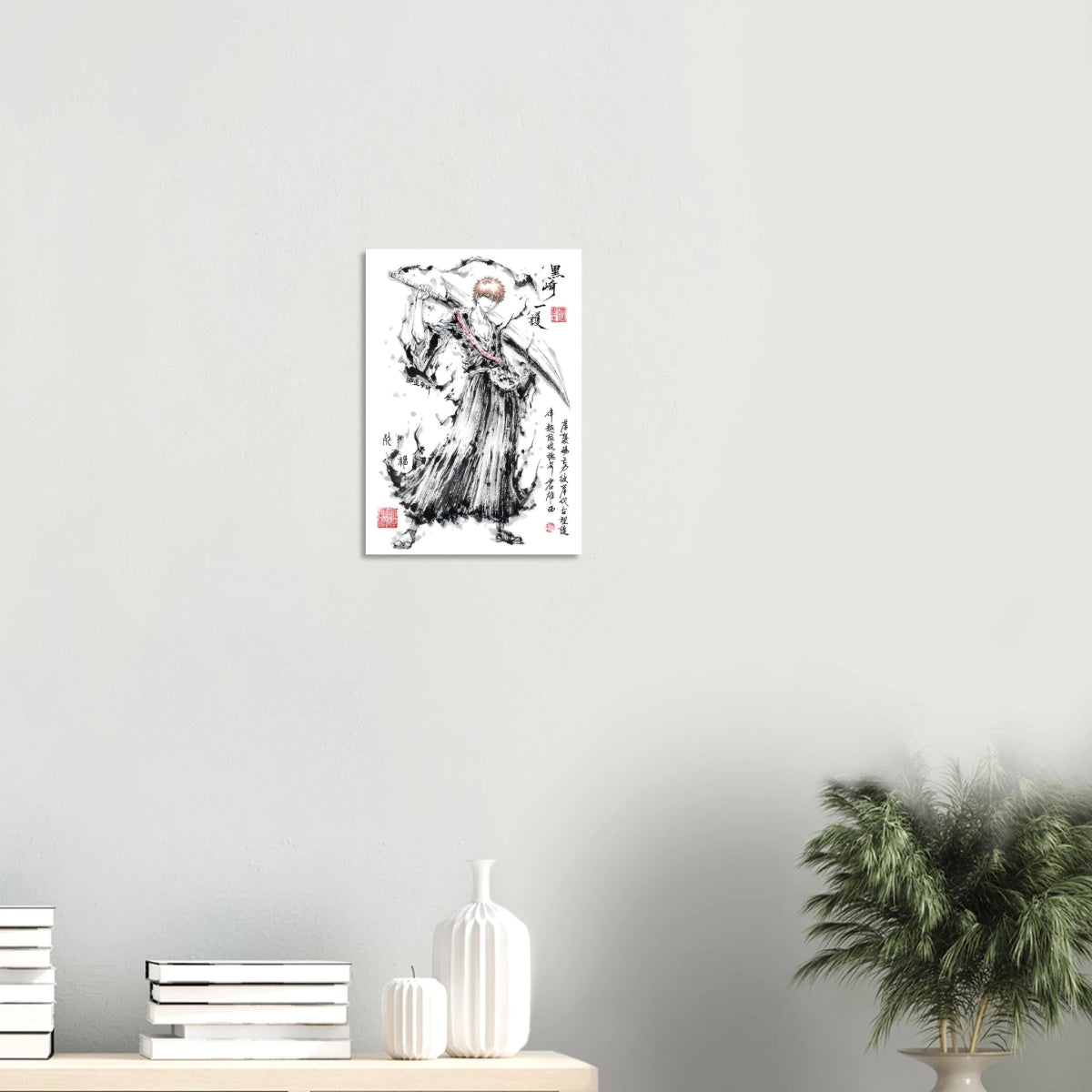 Ichigo Kurosaki Sumi-e Poster - BLEACH Art - Papier Mat POSTER CADRE- KAWAII FAVIE
