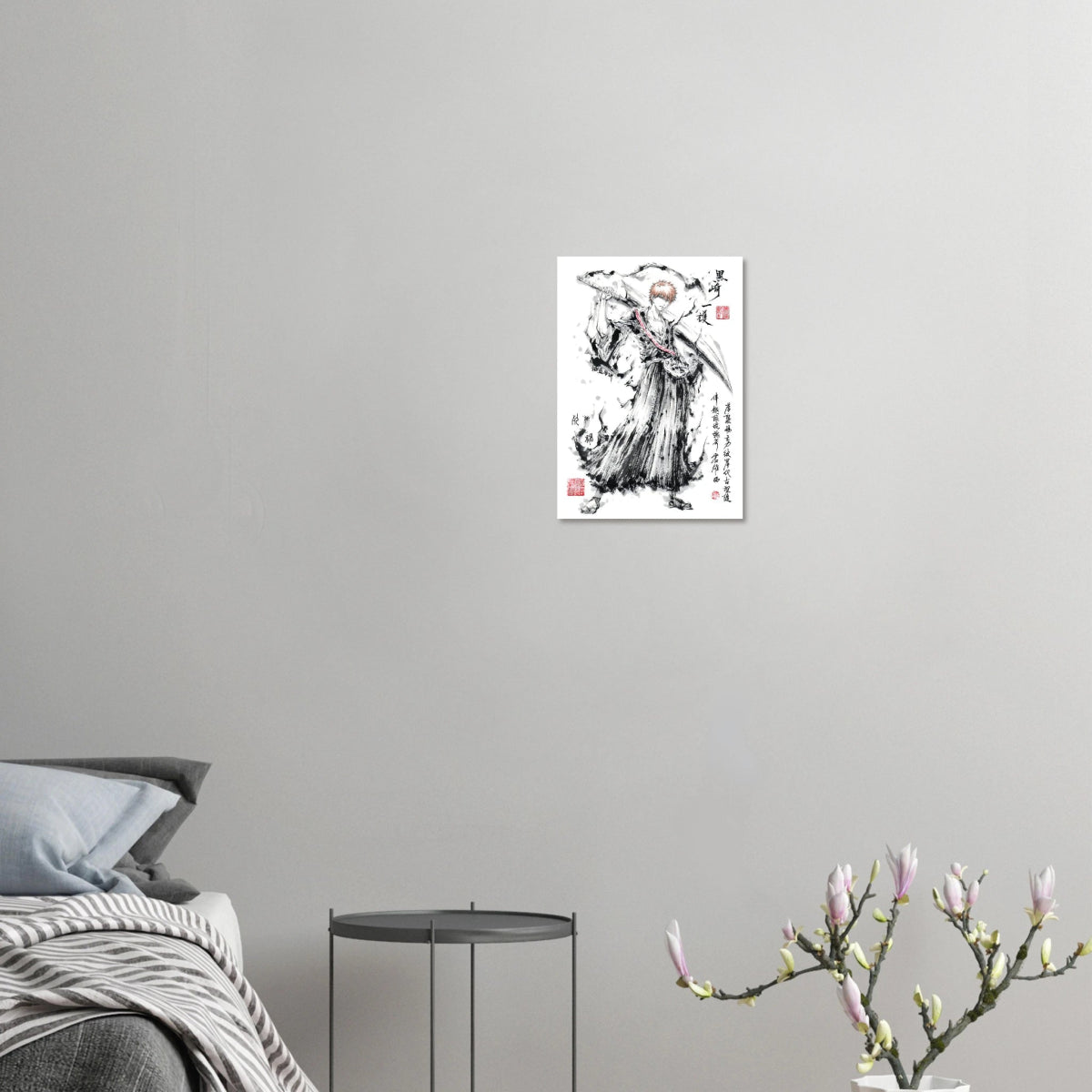 Ichigo Kurosaki Sumi-e Poster - BLEACH Art - Papier Mat POSTER CADRE- KAWAII FAVIE