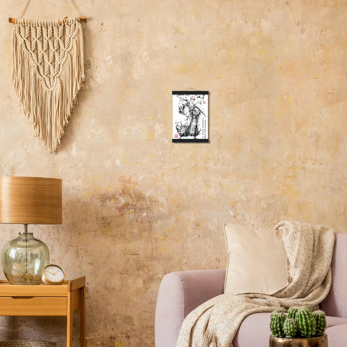 Ichigo Kurosaki Sumi-e Poster - BLEACH Art - Avec Baguettes De Suspension POSTER CADRE- KAWAII FAVIE