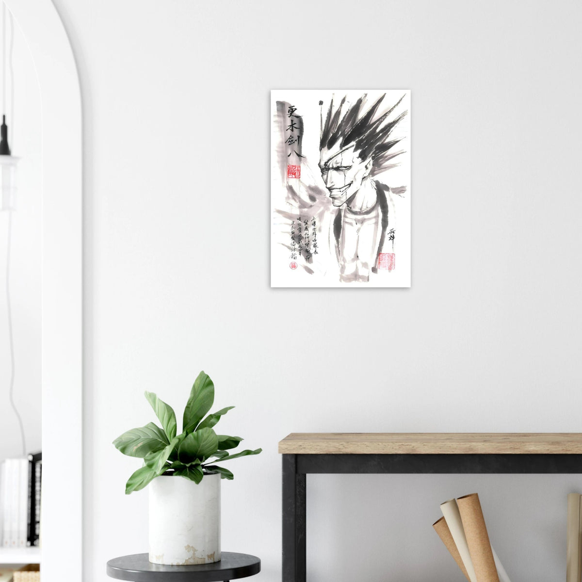 Kenpachi Zaraki Sumi-e Poster - BLEACH Art - Papier Mat POSTER CADRE- KAWAII FAVIE