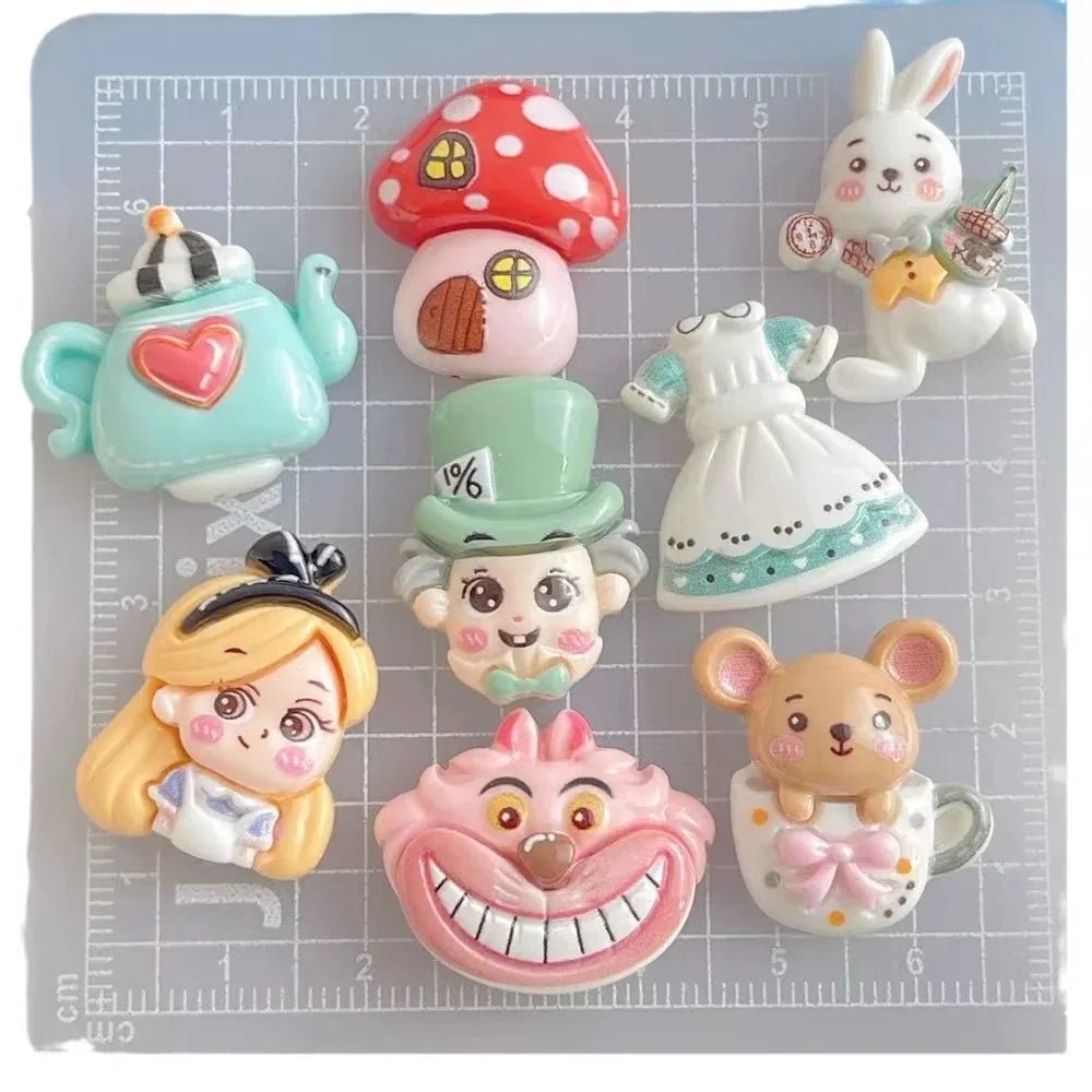 Kit Créatif 10 accessoires en Résine | Fille, Lapin, Souris, Champignon - Dos Plat pour Scrapbooking & Bijoux DIY KAWAHIP Charms - KAWAII FAVIE