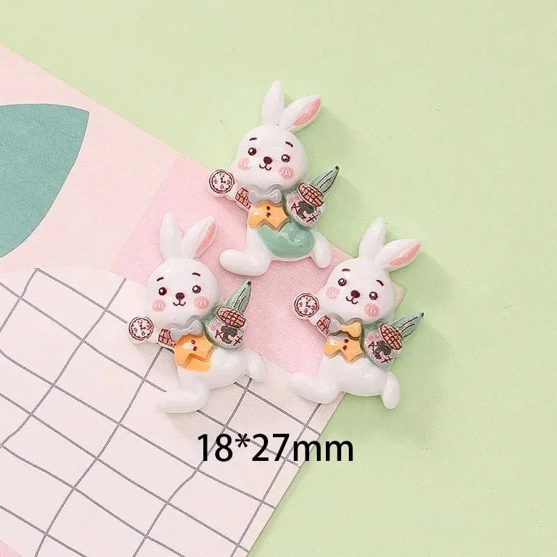 Kit Créatif 10 accessoires en Résine | Fille, Lapin, Souris, Champignon - Dos Plat pour Scrapbooking & Bijoux DIY KAWAHIP Charms - KAWAII FAVIE