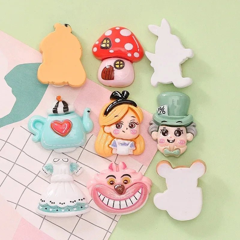Kit Créatif 10 accessoires en Résine | Fille, Lapin, Souris, Champignon - Dos Plat pour Scrapbooking & Bijoux DIY KAWAHIP Charms - KAWAII FAVIE