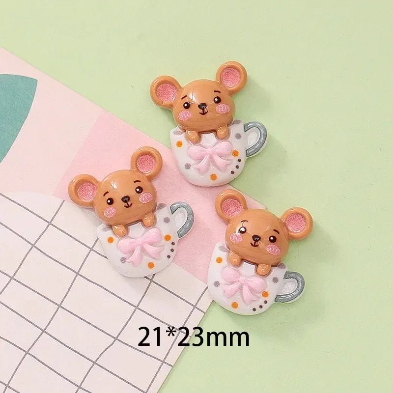 Kit Créatif 10 accessoires en Résine | Fille, Lapin, Souris, Champignon - Dos Plat pour Scrapbooking & Bijoux DIY KAWAHIP Charms - KAWAII FAVIE