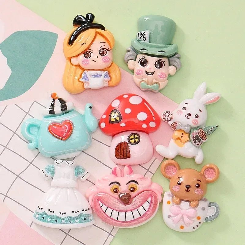 Kit Créatif 10 accessoires en Résine | Fille, Lapin, Souris, Champignon - Dos Plat pour Scrapbooking & Bijoux DIY KAWAHIP Charms - KAWAII FAVIE