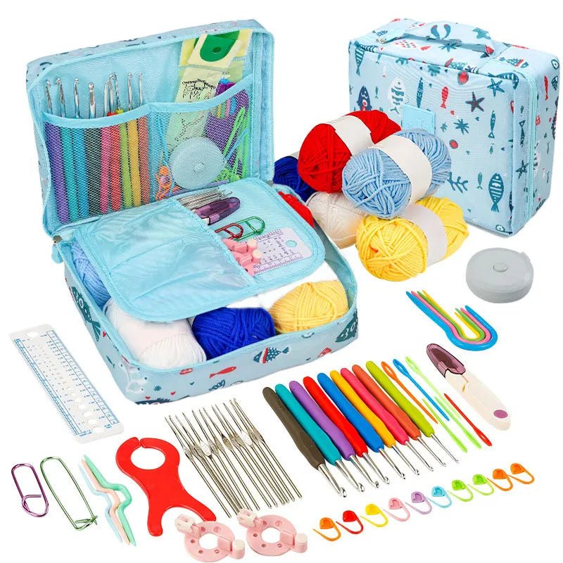 Kit de Crochet Débutant Complet - Coffret Portable avec Crochets, Laine & Accessoires Crochet - KAWAII FAVIE