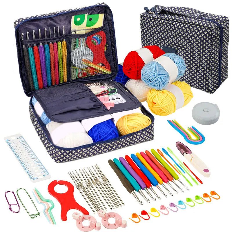 Kit de Crochet Débutant Complet - Coffret Portable avec Crochets, Laine & Accessoires Crochet - KAWAII FAVIE