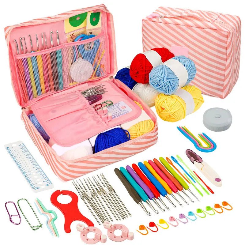 Kit de Crochet Débutant Complet - Coffret Portable avec Crochets, Laine & Accessoires Crochet - KAWAII FAVIE