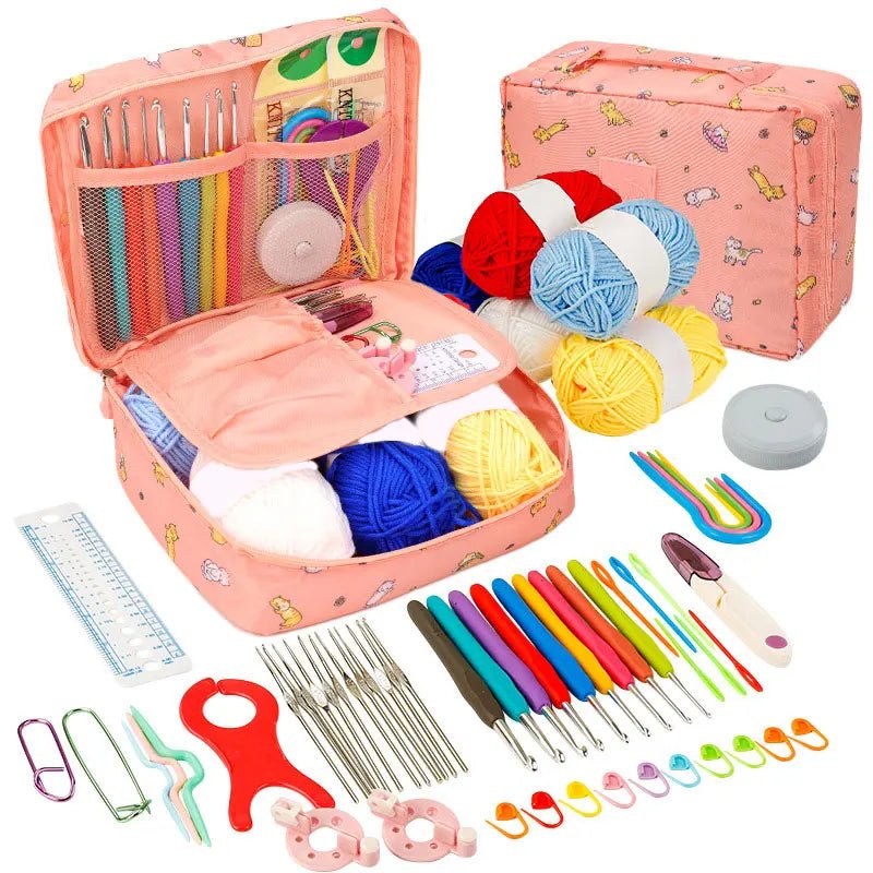 Kit de Crochet Débutant Complet - Coffret Portable avec Crochets, Laine & Accessoires Crochet - KAWAII FAVIE