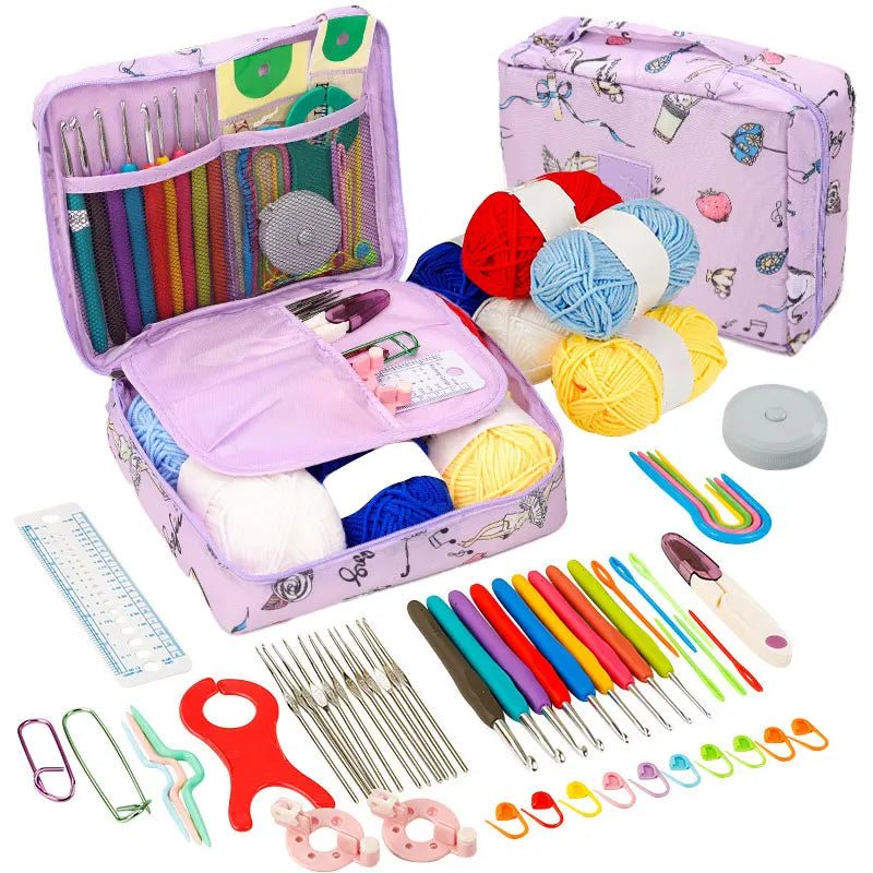 Kit de Crochet Débutant Complet - Coffret Portable avec Crochets, Laine & Accessoires Crochet - KAWAII FAVIE