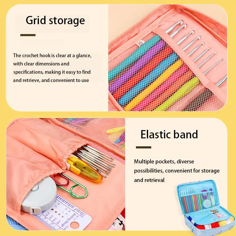 Kit de Crochet Débutant Complet - Coffret Portable avec Crochets, Laine & Accessoires Crochet - KAWAII FAVIE