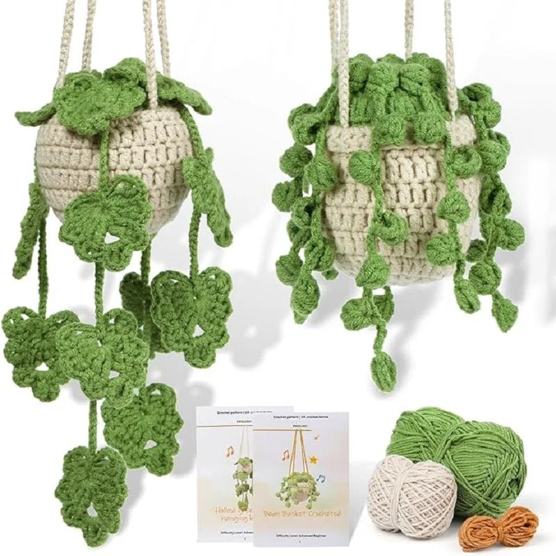 Kit de Crochet Débutant - Plante en Pot à Feuilles à Suspendre | DIY Complet Crochet - KAWAII FAVIE