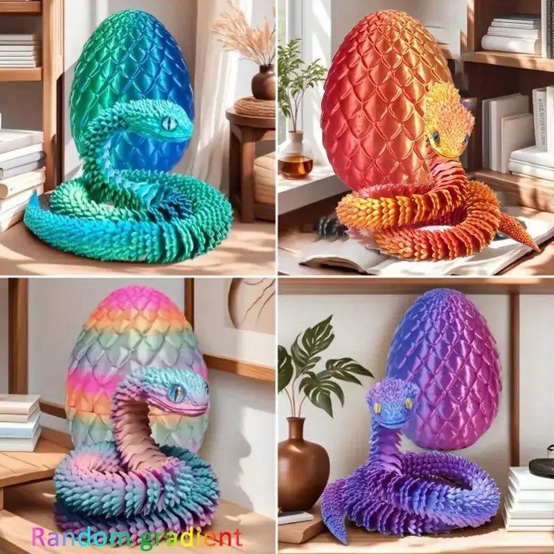 Lot de 4 Œufs Surprise Serpent 3D | Décoration Articulée Colorée - Cadeau d'Anniversaire Créatif Jouet 3D - KAWAII FAVIE