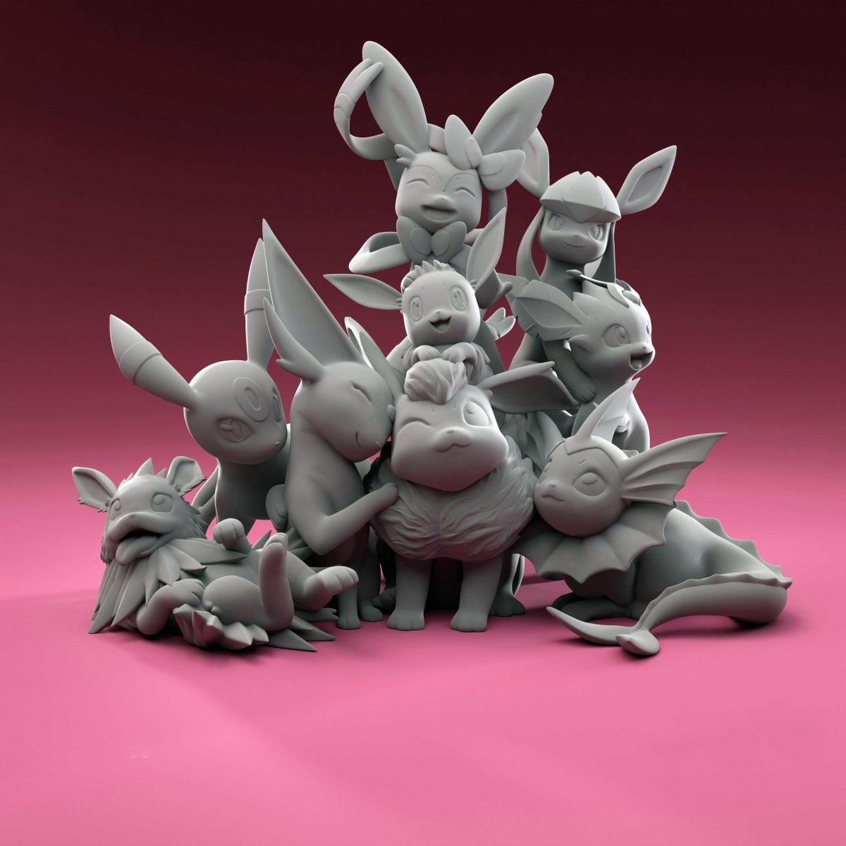 Pack STL Évoli Complet 9 Formes Q-Board - Pokémon Mignon Modèles 3D- KAWAII FAVIE