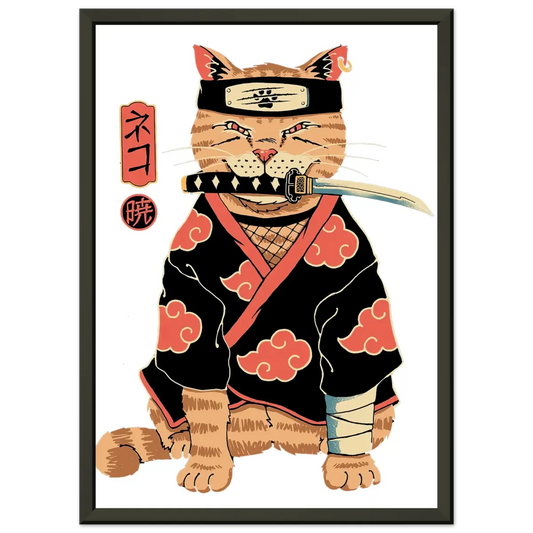 Poster Premium Métal Encadré Chat Ninja Akatsuki - Design Collector Naruto-Avec Cadre En Metal POSTER CADRE- KAWAII FAVIE