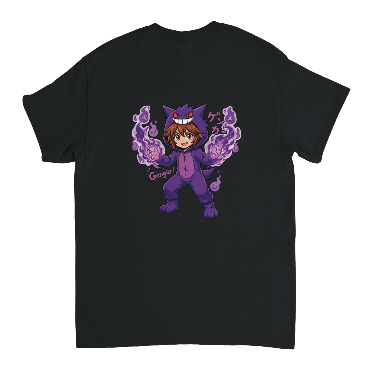 Ruka en Gengar - T-shirt Crewneck Lourd Pokémon | Coton Unisexe Décontracté T-shirt - KAWAII FAVIE