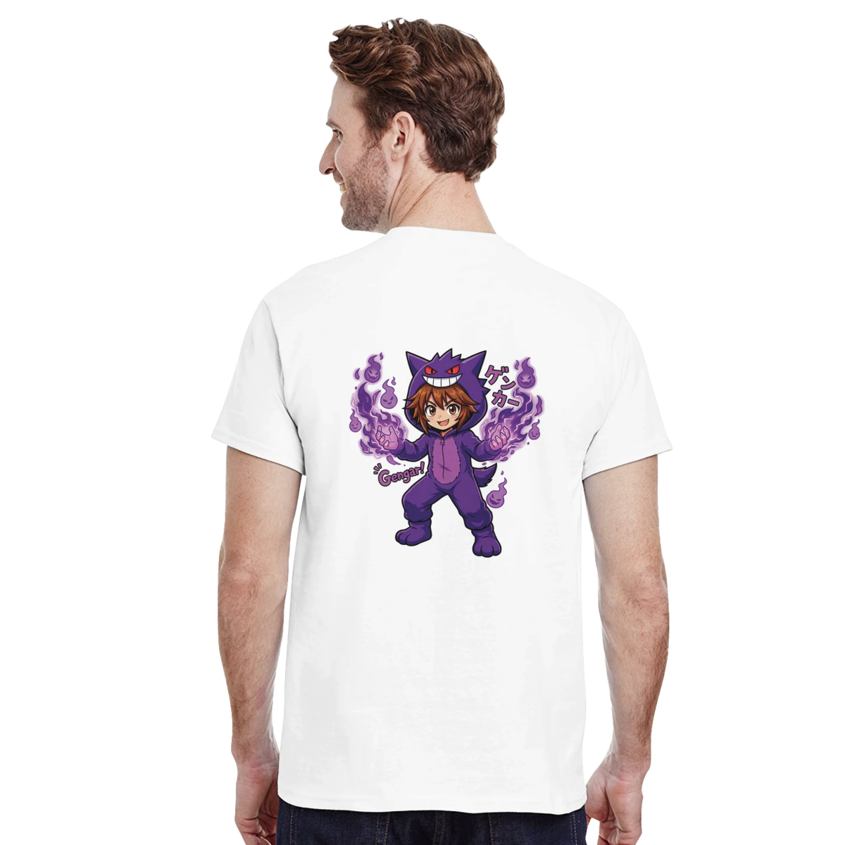 Ruka en Gengar - T-shirt Crewneck Lourd Pokémon | Coton Unisexe Décontracté T-shirt - KAWAII FAVIE