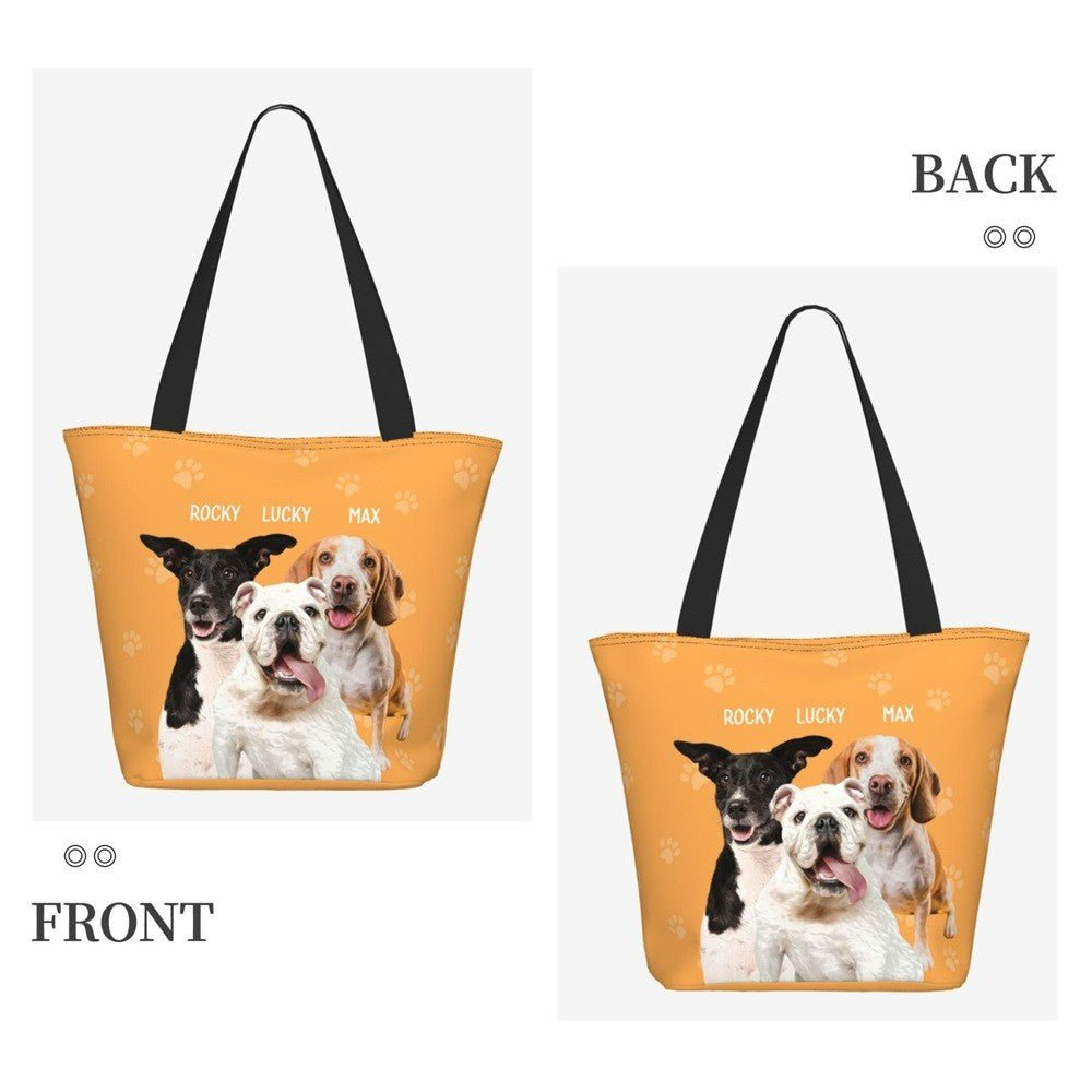 Sac Fourre - Tout Personnalisé « Portrait de Compagnon » | Tote Bag avec Photo & Nom de votre Animal - Cadeau Unique Tote Bag - KAWAII FAVIE