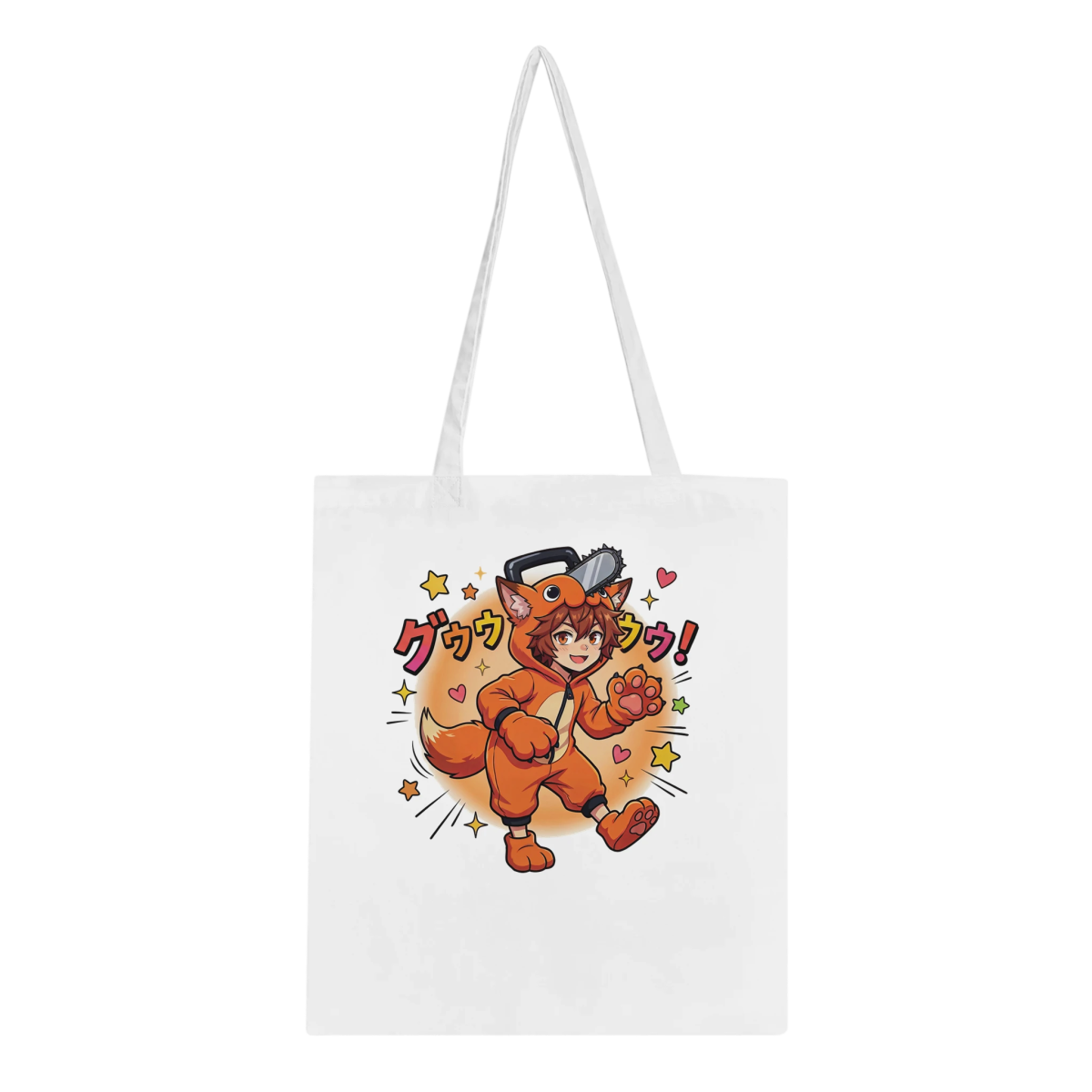 Sac Tote en Coton Ruka en Pochita | Fourre - tout Chainsaw Man 10L Tote Bag - KAWAII FAVIE