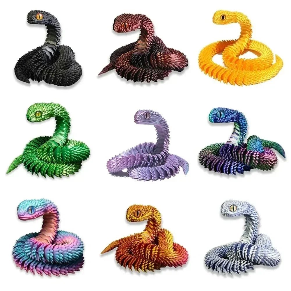 Serpent Articulé Lumineux 60cm | Impression 3D - Décoration d'Intérieur & Cadeau Unique Jouet 3D - KAWAII FAVIE