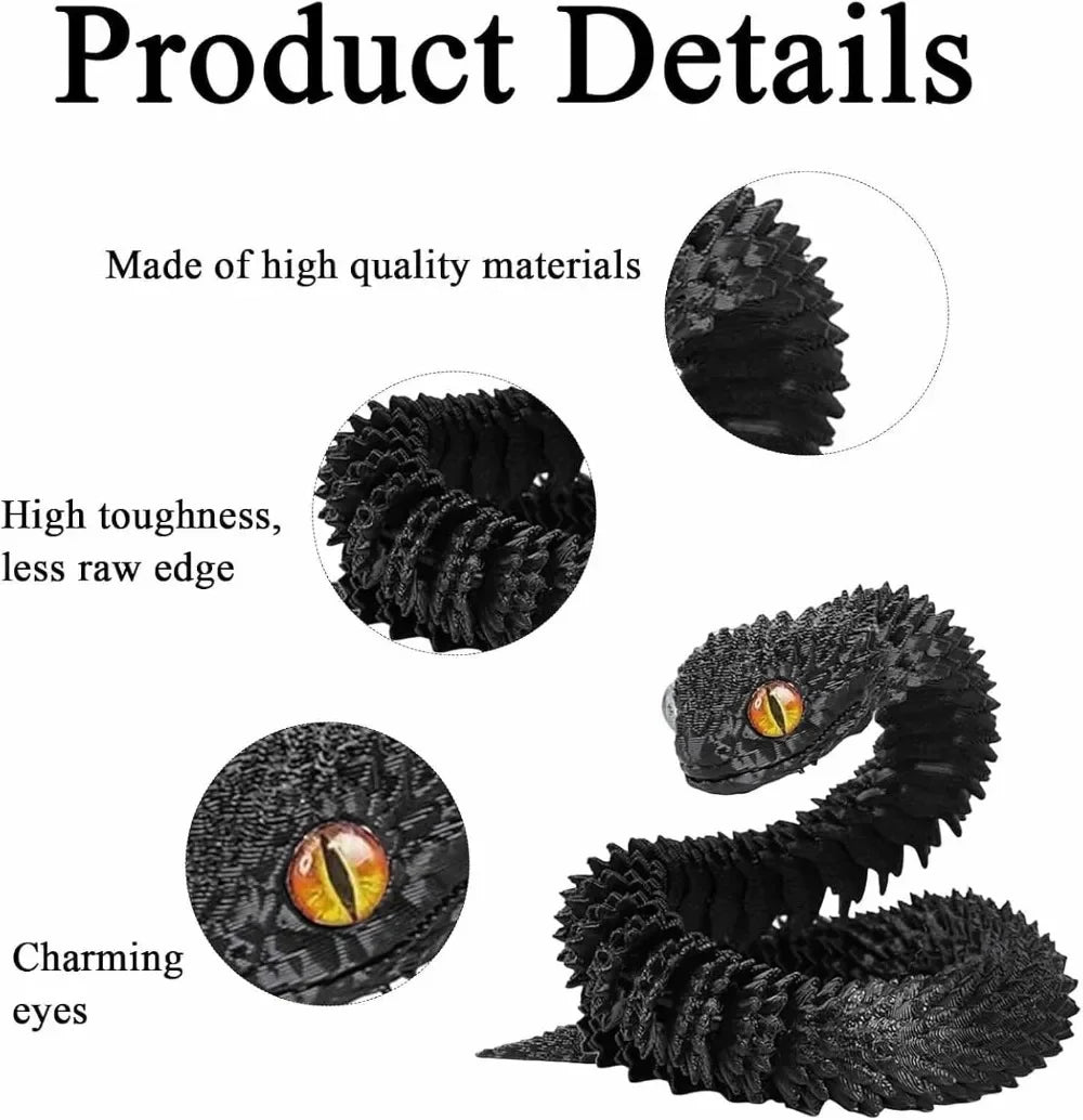 Serpent Articulé Lumineux 60cm | Impression 3D - Décoration d'Intérieur & Cadeau Unique Jouet 3D - KAWAII FAVIE