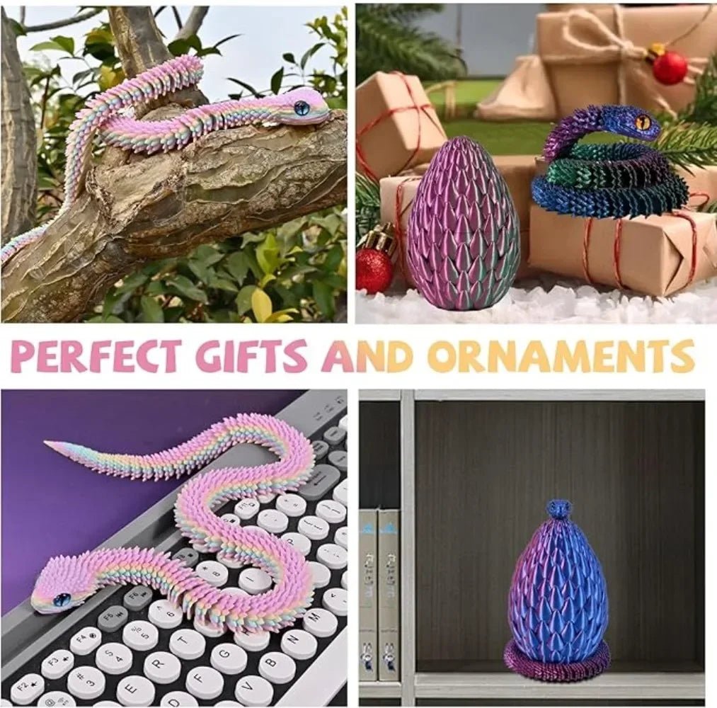 Serpent Articulé Lumineux 60cm | Impression 3D - Décoration d'Intérieur & Cadeau Unique Jouet 3D - KAWAII FAVIE
