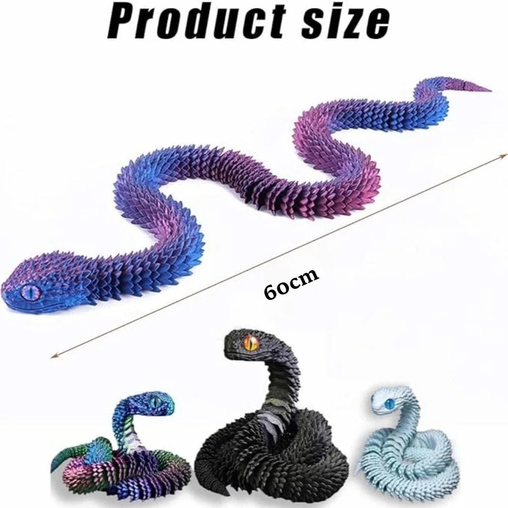 Serpent Articulé Lumineux 60cm | Impression 3D - Décoration d'Intérieur & Cadeau Unique Jouet 3D - KAWAII FAVIE