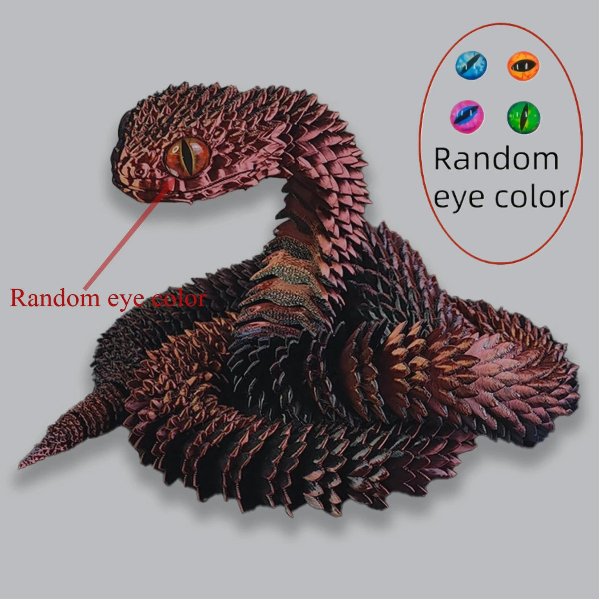 Serpent Articulé Lumineux 60cm | Impression 3D - Décoration d'Intérieur & Cadeau Unique Jouet 3D - KAWAII FAVIE