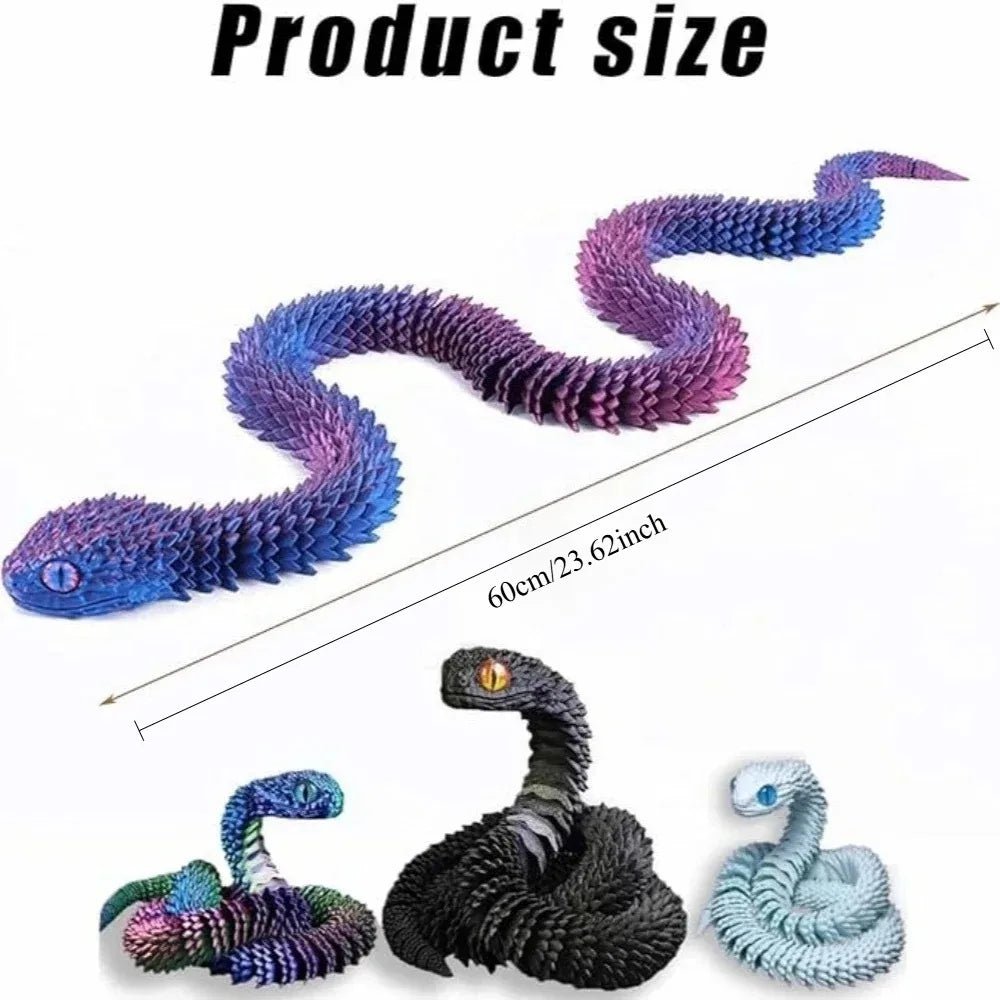 Serpent Articulé Lumineux 60cm | Impression 3D - Décoration d'Intérieur & Cadeau Unique Jouet 3D - KAWAII FAVIE