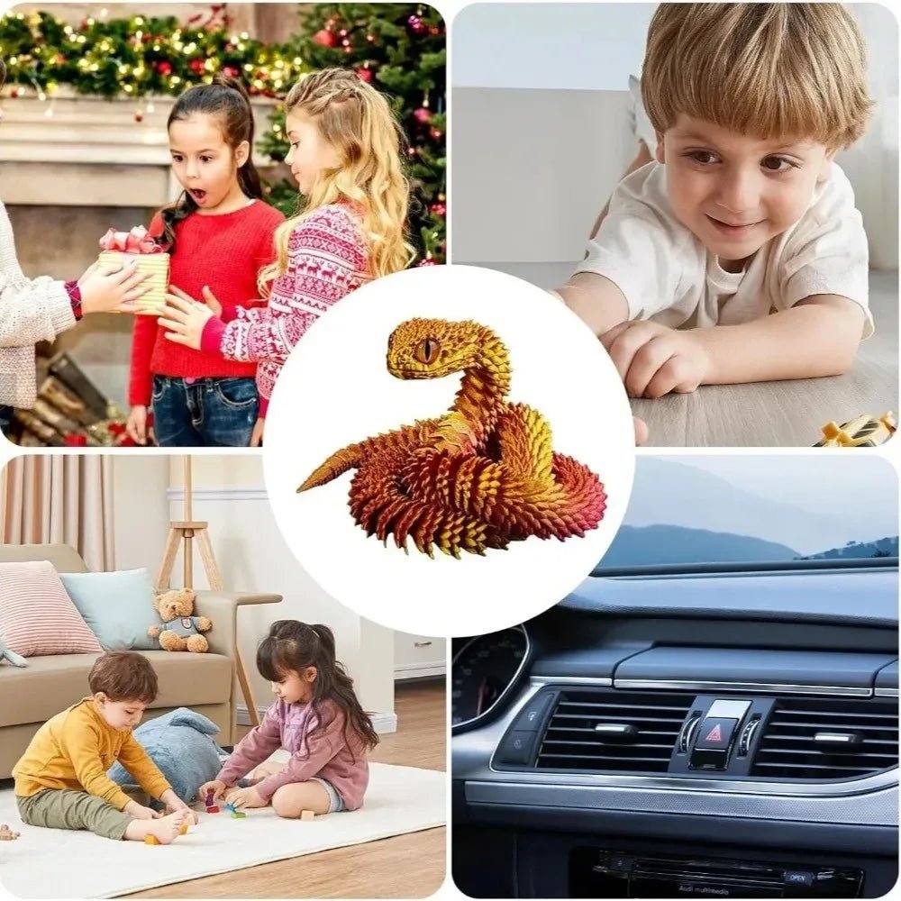 Serpent Articulé Lumineux 60cm | Impression 3D - Décoration d'Intérieur & Cadeau Unique Jouet 3D - KAWAII FAVIE