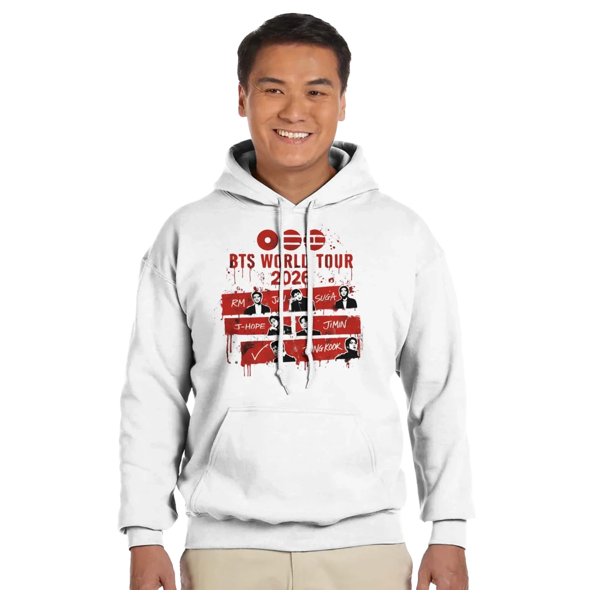 Sweat à Capuche Kpop BTS « World Tour 2026 » | Design Officiel avec les 7 Membres - Unisexe Homme & Femme